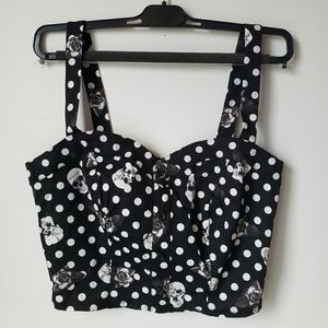 Polka Dot Skull Crop Top